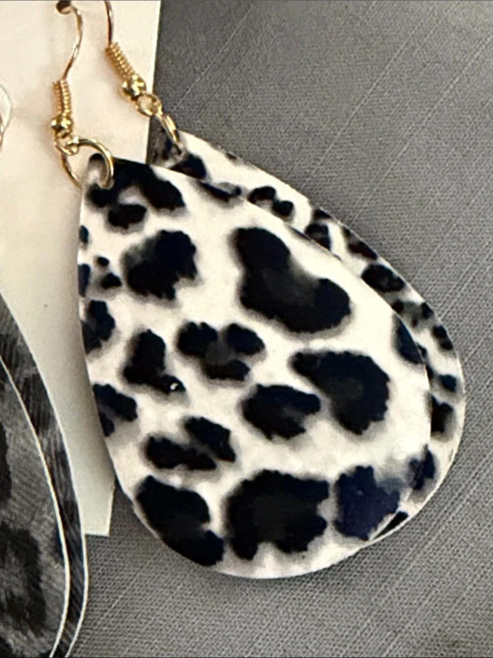 SHEIN Leopard Print Teardrop Earrings - Brown, Gray, White 4 pair